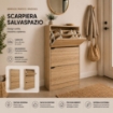 SCARPIERA LINEA HARMON A 3 ANTE E PANNELLO RERTROSTANTE IN MDF COLORE ROVERE MISURA 63X24X115 CM
