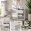 SCRIVANIA PER UFFICIO O CAMERA IN MDF COLOR BIANCO LEGNO CON CASSETTO E RIPIANI MISURE 88X45X75CM