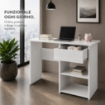 SCRIVANIA PER UFFICIO O CAMERA IN MDF COLOR BIANCO LEGNO CON CASSETTO E RIPIANI MISURE 88X45X75CM