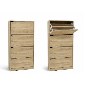 SCARPIERA LINEA HARMON IN LEGNO CON 4 ANTE COLORE ROVERE MISURA 63X24X150 CM 