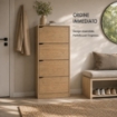 SCARPIERA LINEA HARMON IN LEGNO CON 4 ANTE COLORE ROVERE MISURA 63X24X150 CM 