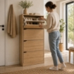 SCARPIERA LINEA HARMON IN LEGNO CON 4 ANTE COLORE ROVERE MISURA 63X24X150 CM 
