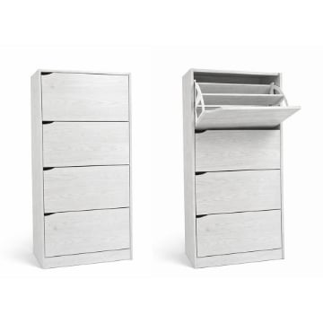 SCARPIERA LINEA HARMON A 4 ANTE E PANNELLO RETROSTANTE IN MDF COLORE BIANCO  63X24X150 CM