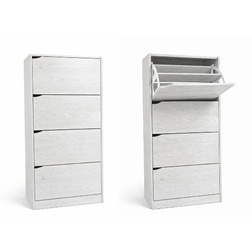 SCARPIERA LINEA HARMON A 4 ANTE E PANNELLO RETROSTANTE IN MDF COLORE BIANCO  63X24X150 CM