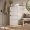 SCARPIERA LINEA HARMON A 4 ANTE E PANNELLO RETROSTANTE IN MDF COLORE BIANCO  63X24X150 CM
