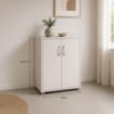 SCARPIERA IN MDF COLOR BIANCO LEGNO CON CINQUE RIPIANI E DUE ANTE DIMENSIONI 60X30X83.5 CM