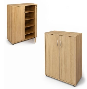 SCARPIERA IN MDF ROVERE CON CINQUE RIPIANI E DUE ANTE MISURE:60X30X83.5CM