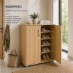 SCARPIERA IN MDF ROVERE CON CINQUE RIPIANI E DUE ANTE MISURE:60X30X83.5CM