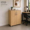 SCARPIERA IN MDF ROVERE CON CINQUE RIPIANI E DUE ANTE MISURE:60X30X83.5CM
