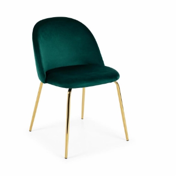 POLTRONA IN VELLUTO VERDE CON PIEDI IN METALLO COLOR ORO DIMENSIONI 58X50X78 CM