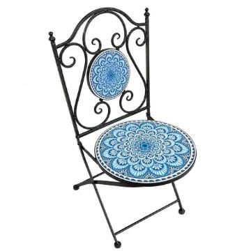 SEDIA LOTUS IN MOSAICO BLU DIMENSIONI 39X100H CM