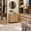 CASSETTIERA IN LEGNO CON DUE CASSETTI COLORE ROVERE DIMENSIONI 43X40X43,5CM