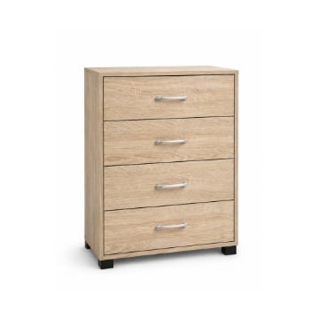 CASSETTIERA IN LEGNO CON QUATTRO CASSETTI COLORE ROVERE DIMENSIONI 50X40X83 CM