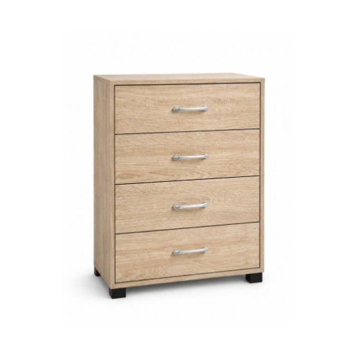 CASSETTIERA IN LEGNO CON QUATTRO CASSETTI COLORE ROVERE DIMENSIONI 50X40X83 CM