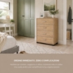 CASSETTIERA IN LEGNO CON QUATTRO CASSETTI COLORE ROVERE DIMENSIONI 50X40X83 CM