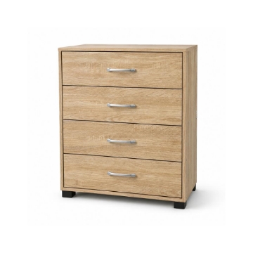 CASSETTIERA IN LEGNO CON QUATTRO CASSETTI COLORE ROVERE DIMENSIONI 68X40X82,5 CM