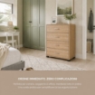 CASSETTIERA IN LEGNO CON QUATTRO CASSETTI COLORE ROVERE DIMENSIONI 68X40X82,5 CM