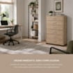 CASSETTIERA IN LEGNO CON SEI CASSETTI E PIANO D 'APPOGGIO COLORE ROVERE DIMENSIONI 68X40X120 CM