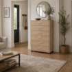 CASSETTIERA IN LEGNO CON SEI CASSETTI E PIANO D 'APPOGGIO COLORE ROVERE DIMENSIONI 68X40X120 CM
