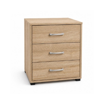 CASSETTIERA IN LEGNO CON TRE CASSETTI E PIANO D 'APPOGGIO COLORE ROVERE DIMENSIONI 50X40X64 CM