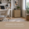 CASSETTIERA IN LEGNO CON TRE CASSETTI E PIANO D 'APPOGGIO COLORE ROVERE DIMENSIONI 50X40X64 CM