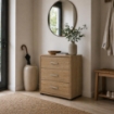 CASSETTIERA IN LEGNO CON TRE CASSETTI E PIANO D 'APPOGGIO COLORE ROVERE DIMENSIONI 50X40X64 CM