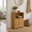 CASSETTIERA IN LEGNO CON TRE CASSETTI E RIPIANO COLORE ROVERE DIMENSIONI 60X40X101 CM