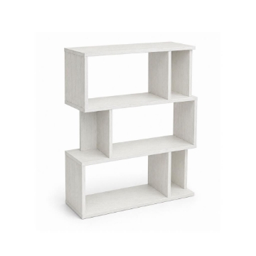 LIBRERIA CUBICA IN LEGNO BIANCO CON 3 RIPIANI SFALSATI DIMENSIONI  70X24X96 CM