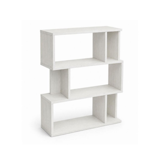 LIBRERIA CUBICA IN LEGNO BIANCO CON 3 RIPIANI SFALSATI DIMENSIONI  70X24X96 CM