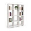 LIBRERIA CUBICA IN LEGNO BIANCO MODERNA CON 12 RIPIANI DIMENSIONI 90X24X130 CM