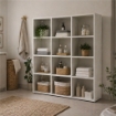 LIBRERIA CUBICA IN LEGNO BIANCO MODERNA CON 12 RIPIANI DIMENSIONI 90X24X130 CM
