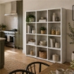 LIBRERIA CUBICA IN LEGNO BIANCO MODERNA CON 12 RIPIANI DIMENSIONI 90X24X130 CM