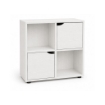 LIBRERIA CUBICA IN LEGNO BIANCO MODERNA CON 4 RIPIANI 2 CON ANTE DIMENSIONI 60X30X63 CM