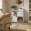 LIBRERIA CUBICA IN LEGNO BIANCO MODERNA CON 4 RIPIANI 2 CON ANTE DIMENSIONI 60X30X63 CM