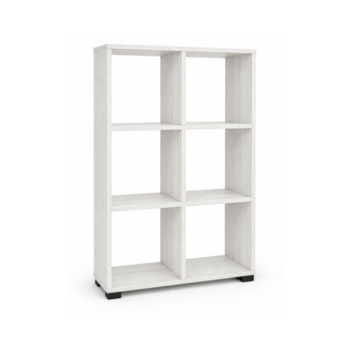 LIBRERIA CUBICA IN LEGNO BIANCO MODERNA CON 6 RIPIANI DIMENSIONI 60X24X98 CM