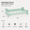 CANTINETTA MODULARE PER 6 BOTTIGLIE  IMPILABILE PORTA BOTTIGLIE DI COLORE VERDE CHIARO
