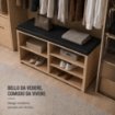 SCARPIERA IN MDF ROVERE CON RIPIANI E SEDUTA IN SIMIL PELLE NERA MISURE: 80X230X47 CM