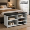 SCARPIERA IN MDF COLOR BIANCO LEGNO CON RIPIANI E SEDUTA IN SIMIL PELLE NERA DIMENSIONI 80X230X47 CM