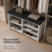 SCARPIERA IN MDF COLOR BIANCO LEGNO CON RIPIANI E SEDUTA IN SIMIL PELLE NERA DIMENSIONI 80X230X47 CM