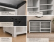 SCARPIERA IN MDF COLOR BIANCO LEGNO CON RIPIANI E SEDUTA IN SIMIL PELLE NERA DIMENSIONI 80X230X47 CM