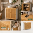 MOBILE SOTTOLAVABO IN LEGNO BIANCO CON 2 ANTE IN BAMBOO DIMENSIONI 60X30X70 CM