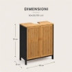 MOBILE SOTTOLAVABO IN LEGNO NERO CON 2 ANTE IN BAMBOO DIMENSIONI 60X30X70 CM