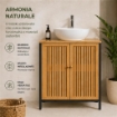 MOBILE SOTTOLAVABO IN LEGNO NERO CON 2 ANTE IN BAMBOO DIMENSIONI 60X30X70 CM
