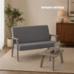 SET SALOTTO DA GIARDINO CON DIVANO, 2 POLTRONE + TAVOLINO IN LEGNO GRIGIO OLMO E TESSUTO COLORE GRIGIO
