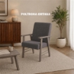 SET SALOTTO DA GIARDINO CON DIVANO, 2 POLTRONE + TAVOLINO IN LEGNO GRIGIO OLMO E TESSUTO COLORE GRIGIO