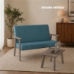 SET SALOTTO DA GIARDINO CON DIVANO, 2 POLTRONE + TAVOLINO IN LEGNO GRIGIO OLMO E TESSUTO COLORE PETROLIO