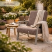 POLTRONA ORTIGIA DA ARREDO IN LEGNO GRIGIO OLMO E TESSUTO COLOR TORTORA 59X77X91H CM