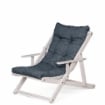 POLTRONA RELAX COMODONA IN LEGNO TELAIO BIANCO ANILINA E TESSUTO BLU JEANS 3 POSIZIONI