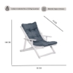 POLTRONA RELAX COMODONA IN LEGNO TELAIO BIANCO ANILINA E TESSUTO BLU JEANS 3 POSIZIONI