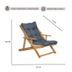 POLTRONA RELAX COMODONA IN LEGNO TELAIO MIELE E TESSUTO BLU JEANS 3 POSIZIONI